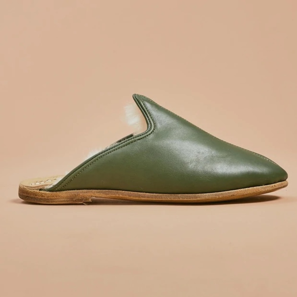 Sabah Women's Denali Green Shearling Baba Shoe